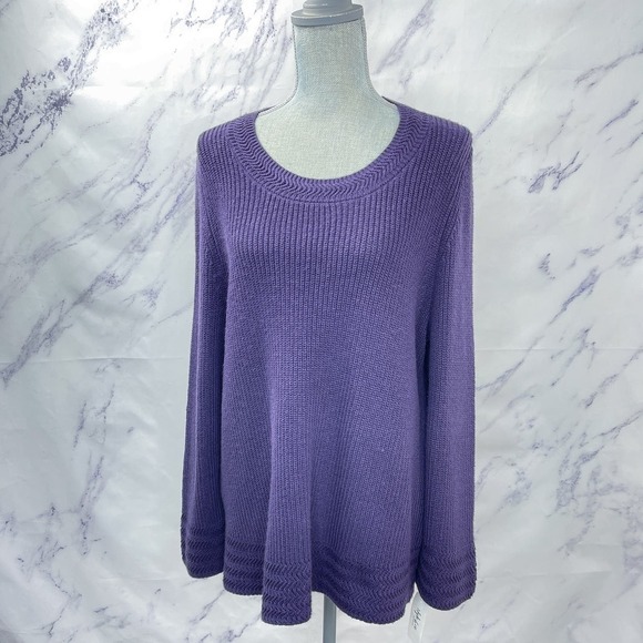 Style & Co | Purple Chunky Cable Knit Sweater | 0X - Picture 1 of 11